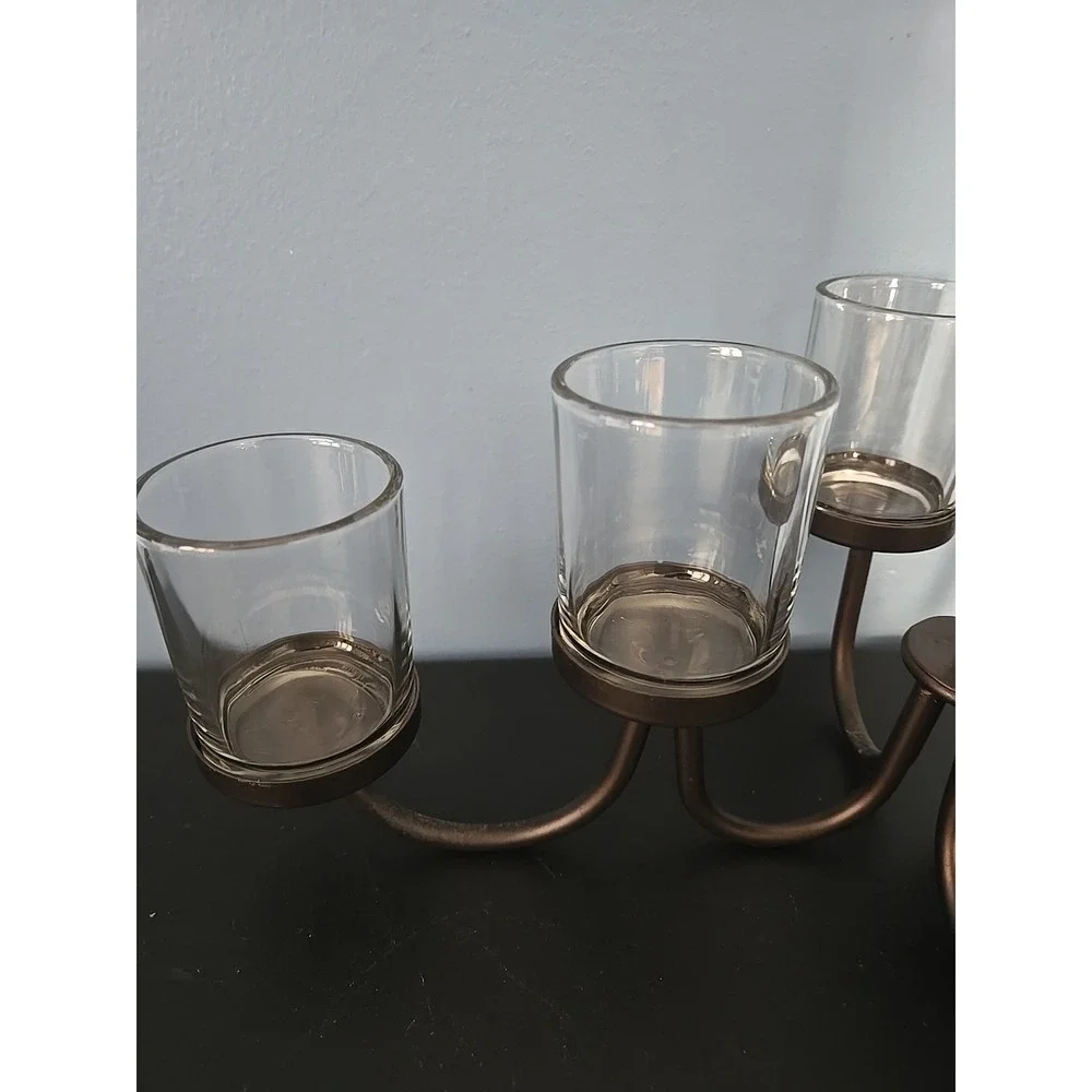 Black Metal Votive Tealight‎ Votive Candle Holder, 6 glass cups